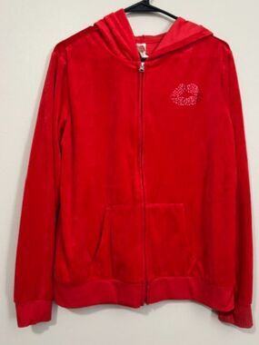 Woman's No Boundaries Long Sleeve Zip Up Hoodie Color Red Size XL
